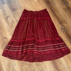 VTG Coldwater Creek Womens Maxi Embroidered Skirt XL Gypsy Festival Boho Sequin